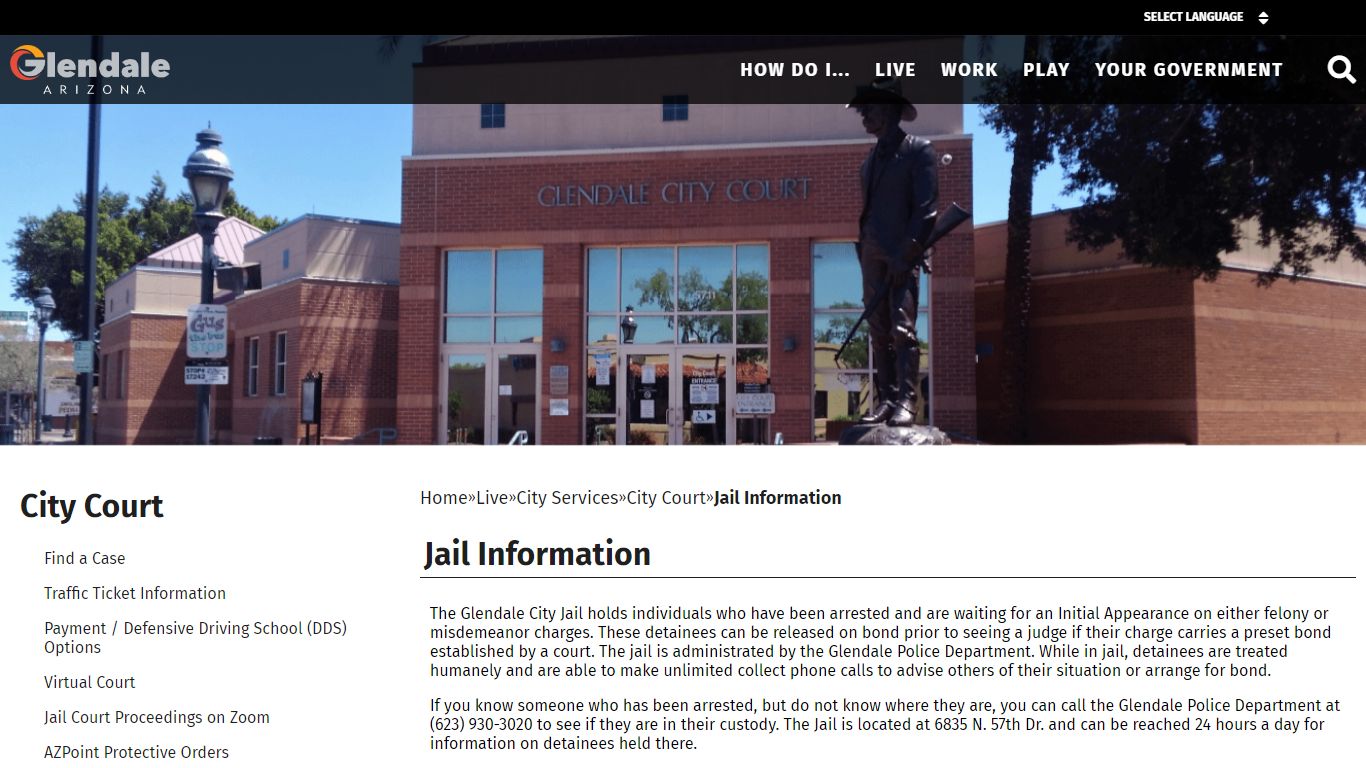 Jail Information - City of Glendale - Glendale, Arizona