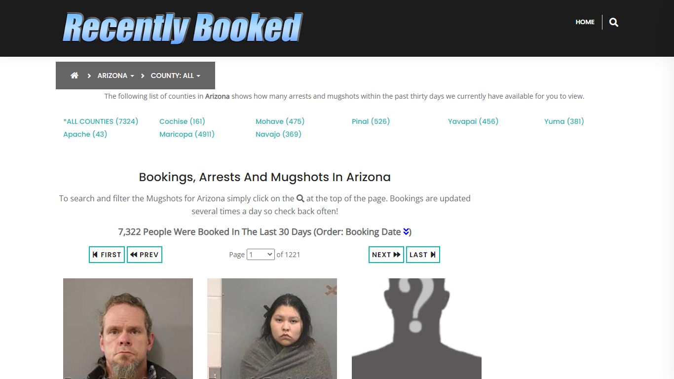 Recent bookings, Arrests, Mugshots in Arizona - Recently Booked