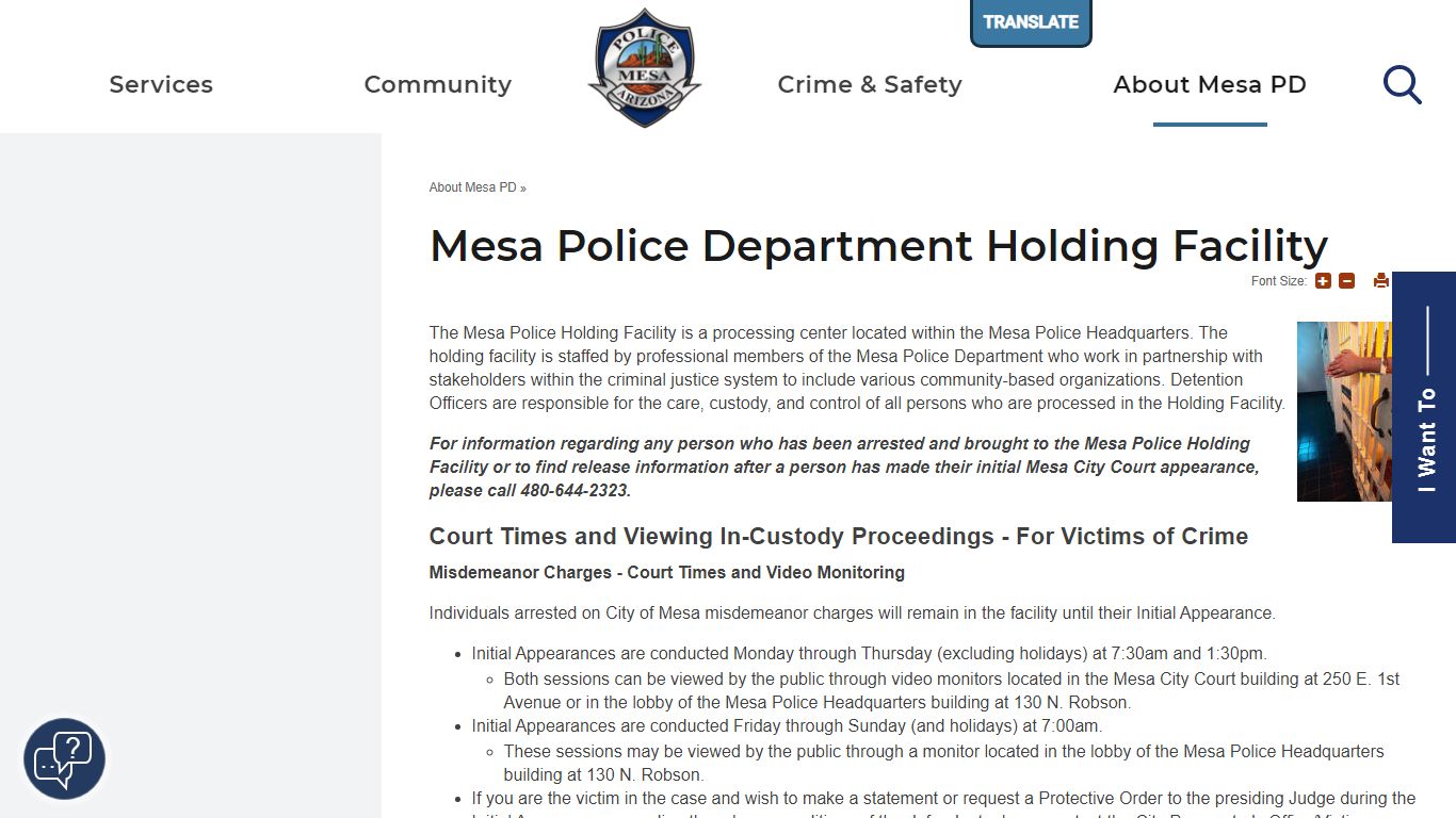 Mesa Police Department Holding Facility | Mesa Police